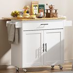 SDHYL Mobile Kitchen Island with Storage Cabinet, Rolling Kitchen Cart with Drop Leaf, Spice Rack & Towel Rack, Rolling Kitchen Storage Cabinet with Drawer for Kitchen, Living Room