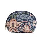 Signare Tapestry Cosmetic Bag Makeup Bag for Women with William Morris Design (Strawberry Thief Blue, COSM-STBL)