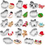 Zulay (14-Pieces) Metal Christmas Cookie Cutters - Stainless Steel Christmas Cookie Cutters With Folded Edges - Durable Non-Stick Holiday Cookie Cutters With Assorted Designs For Dough & Biscuits