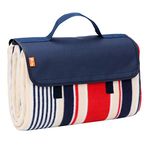 yodo yodo Outdoor Water-Resistant Picnic Blanket Tote,Navy/Red Stripe