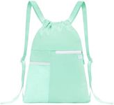 BAVELOE Drawstring Backpack with Mesh Pocket Water Resistant String Beach Swim Sports Gym for Women Men (Mint Green)