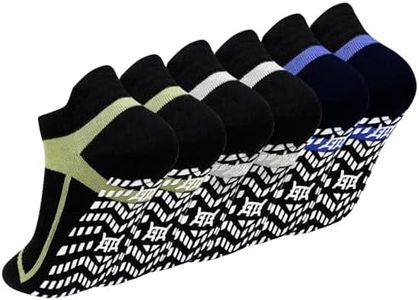 ZAKASA Non-Slip Grip Socks for Men: Anti-Skid Grippy Gripper Socks for Yoga Pilates Barre Fitness Elderly Hospital Mixed Colors 3 Pairs
