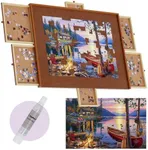 2000 Piece Puzzle Board - Wooden Puzzle Table with Drawers, Puzzle Spinner and Bonus Puzzle/Quality Jigsaw Puzzle Board with Drawers/Puzzle Saver Sorting Tray Organizer for 2000 Pieces