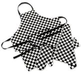 Chef's Check 3 Piece Apron/Oven Glove/Tea Towel Set, Black/White