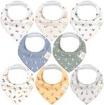 KeaBabies 8-Pack Organic Baby Bandana Drool Bibs for Boys Girls - Soft Cotton Drooling & Teething Bibs for Infants, Toddlers, Super Absorbent Cotton Bandana Bibs for Baby Boy & Girl (Pets & Paws)