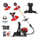 BU-KO 52cc Backpack Petrol Strimmer Garden Tool Including: String Trimmer, Brush Cutter with 3T Blade and 40T Blade Weed Brush Cutting Blade. Great Outdoor Power tool