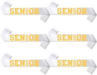 6Pcs White Senior 2025 Satin Sashes with Gold Glitter Letters- 2025 Graduation Celebrations Sashes - Senior Cheer Sash - Cheerleader Sash - Class Competition Sashes