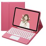 AnMengXinLing iPad 10.2 Keyboard Case for iPad 9/iPad 8/iPad7 (2021/2020/2019) Touchpad Detachable Keyboard with Pencil Holder -Slim Leather Folio Smart Cover for iPad 9/8/7 Generation (New Pink)