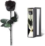 Valentines Day Gifts for Her,Valentines Rose Flowers Birthday Gifts for Women,Valentines Gifts for Wife,Preserved Rose, Preserved Flowers for Delivery Prime, Single Rose Real Rose - Black Rose