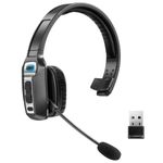 Sarevile Trucker Bluetooth Headset, V5.2 Wireless Headset with Upgraded Microphone AI Noise Canceling, On Ear Bluetooth Headphone with Mute for Driver Office Call Center (Black+Dongle)