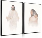 MHYIDUT 2 pcs Christian Religious Wall Art Jesus Embrace Children Art Prints Posters Simple Wall Decor Pictures Jesus Portrait Canvas Artwork Christ Paintings Living Room Bedroom Church Decor