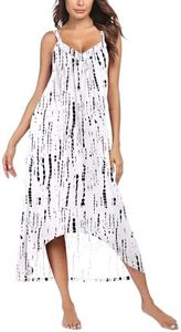Ekouaer Women's Sleeveless Long Nightgown Full Slip Nightdress Soft Sleepdress V Neck Nightshirt White Print XX-Large