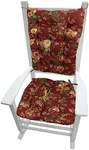 Barnett Home Decor Bethany Red Floral Rocking Chair Cushions - Latex Foam Filled Seat Pad 16.5 x 18 and Back Rest Cushion 21 x 16 - Microfiber Vegan Suede, Reversible, Machine Washable (Standard)