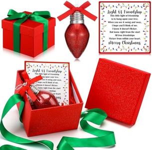 Vercraft 3 Pcs Friend Christmas Ornaments Gift Set Include Light Bulb Ornaments, Boxes, Light of Friendship Decoration Card for Best Friend Christmas Ornaments Birthday Party Decor