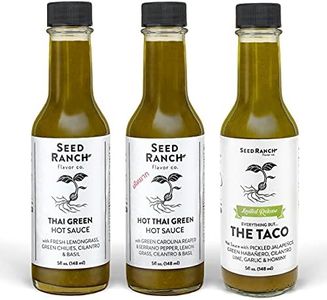 Seed Ranch Green Sauce Variety Bundle, 3 Pack - Thai Green, Hot Thai Green, Everything But The Taco - Ranging from Mild to Hot Heat, Organic Gourmet Hot Sauces, Vegan, Non-GMO, Gluten-Free