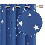 Deconovo Stars Foil Printed Thermal Insulated Curtains Eyelet Blackout Curtains for Kids Bedroom 46 x 54 Inch Blue 1 Pair