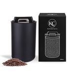 KC Kitchen & Co. Coffee Can Airtight for 1 kg Coffee Beans with Vacuum Lid (Holder for Coffee, Tea, Stainless Steel Storage Tin, Aroma Close, Storage Tin, Matte Black, 2800 ml