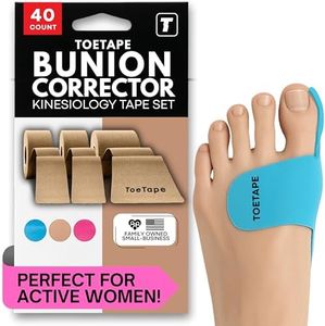 Bunion Corrector & Pain Relief Kinesiology Athletic Tape | For Bunions & Turf Toe | Big Toe Spacer/Separator/Straightener Tape for Men & Women | 80 Precut Kinesiology Tape Pcs | Nude Color