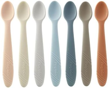 PandaEar 7 Pack Baby Feeding Spoons, Silicone Baby Spoons Self Feeding 4 6 Months, First Stage blw Spoon Toddler Infant Baby Utensils, BPA Free Gum-Friendly Soft Tip Baby Led Weaning Spoons