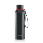 Borosil Hydra Trek 850 ml Stainless Steel Water Bottle | Double Wall Vacuum Insulated Flask, Black | 20 Hours Hot & 24 Hours Cold | Ideal for Personal & Corporate Gifting | 1 Year Warranty