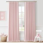 Extra Long Light Pink Blackout Drapes 108 Inches Long 2 Panels for Sliding Glass Door, Lush Decor Linen Blend Pleated Curtains Thermal Privacy Floor to Ceiling 50"W x 108"L Large Window Curtain 2 Burg