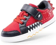 DREAM PAIRS Boys Girls Sneakers Kids Toddler Shoes Storybook Causal Walking Shoes Non-Slip with Hook and Loop,Size 2 Little Kid,Red/Black,SDFS2403K