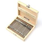 1/4 Inch to 1-1/2 Inch Spade Drill Bits Set, 16 Pieces Carbon Steel Paddle Flat Bits for Woodworking Placed in a Wooden Box