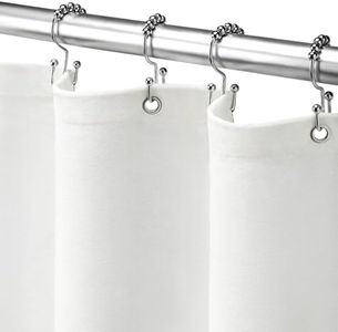 Awellife White Shower Curtain Linen Textured Boho Farmhouse Shower Curtains for Bathroom Fabric Liner 72 x 72 Inch