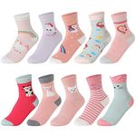 SUNBVE 10 Pack Little Girls Cat Unicorn Crew Cotton Socks