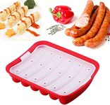 KARP Hot Dog Bun Pan Silicone Hotdog Bun Molds Nonstick Bread Forms Mini Baguette Sandwich Baking Tray for Hot Dog Bun Rolls Cake and Eclair (6 Cavity-Red -1 Qty)