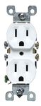 Leviton M12-05320-WMP 15 Amp Duplex Receptacle Grounded, White, 10-Pack