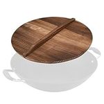 Nourished Essentials Wok Pan Wooden Lid - Cooking Pot Wood Cover - Enhance Your Cooking Experience with Versatile and Durable Pan Lid - Kitchen Accessory - Brown - 1.6''x14''x14''