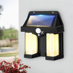 Pivalo Outdoor Solar Wall Light Wireless & Waterproof Bright LED Lamp with Dusk to Dawn Motion Sensor for Exterior Porch Patio Fence Garden Decor (Pack of 1, Warm White)