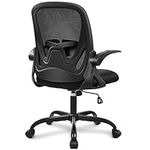 Office Chair Primy Ergonomic Desk Chair with Adjustable Lumbar Support and Height, Swivel Breathable Desk Mesh Computer Chair with Flip up Armrests for Conference Room (Black)