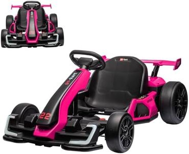 GarveeLife 24V Electric Go Kart for Kids，Powerful Drift Kart with 2 * 150W Motors, Adjustable Seat, 8mph Speed, Led Lights ，Outdoor Riding Toy for Children Ages 6-15,Roes Red