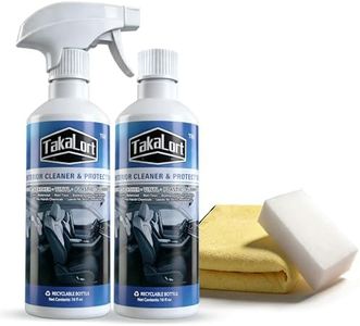 TAKALORT Car Interior Cleaner & Protectant, 16 Fl Oz Spray – Cleans & Helps Protect Dashboard, Leather, Vinyl & Plastic, Adjustable Spray Nozzle, Includes Towel & Magic Eraser Sponge (Pack of 2)
