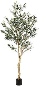 Realead 6ft Faux Olive Tree, Tall Olive Tree Plants, Fake Potted Olive Silk Tree, Artificial Olive Trees for Modern Home Office Living Room Floor Decor Indoor