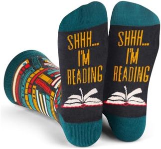 Lavley Book and Reading Socks for Adults - Funny Gifts for Reader - Unisex for Men and Women, One Size (US, Alpha, One Size, Regular, Regular, Shhh I'm Reading)