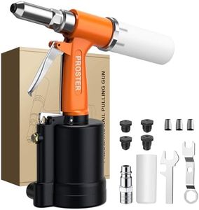Proster Pneumatic Air Riveter for 2.4mm(3/32"), 3.2mm(1/8"), 4.0mm(5/32"), 4.8mm(3/16") Capacity 1408KGF Pulling Force Pop Riveter with 4 Types of Nozzles for Automotive, DIY, Workshop, Industrial Use