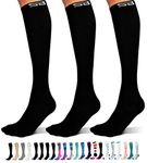 SB SOX 3-Pair Compression Socks (15-20mmHg) for Men & Women Comfortable Socks, Easy to Put On – Best Socks for Daily/Any Use, Running, Nurse, Travel (01 – Solid Black, Small/Medium)