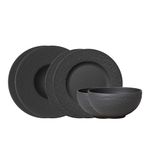 Villeroy & Boch – Manufacture Rock Starter Set 6 Pieces Black for 2 People, Dishwasher Safe, Microwave Safe, Dinner Plates Black, Pasta Plates Black, Bowls Black, Tableware, Premium Porcelain
