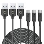 Cellet Micro USB Cable, [3-Pack] (3.3ft) Premium Micro USB Cable Perfect Lengths Set High Speed Sync Quick Charging USB 2.0 A Male to Micro B Cable (Black) for Samsung Galaxy S7, S7 Edge