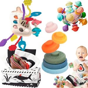 Goozy Juguetes bebes 6-12 meses montessori - Juguete para Desarrollar habilidades motoras 1 año - Juguetes sensoriales bebe 6 meses - Versatil Durarero y Seguro 1 años (DISCOVER 4IN1 22PCS)