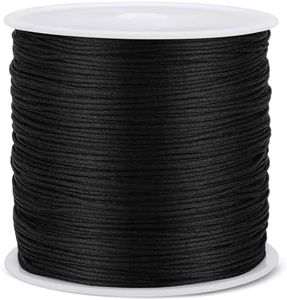 0.8MM 110 Yards Nylon Cord, Wind Chime Cord, String for Bracelet Making Necklace, Braided Lanyard String, Jewelry Thread Beading String for Crafts, Twine for Chinese Knotting (Black)