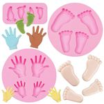 Baby Hands and Feet Silicone Molds 3 Pcs, Baby Shower Chocolate Fondant Mold for Cake Decoration Candy Cupcake Topper Cake Pop Popsicle Polymer Clay Crafts