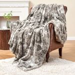 Krifey Oversized Minky Blanket, Super Soft Fluffy Luxury Throw Blanket Comfy Faux Fur Bed Throw Marbled Gray 60" x 80"