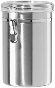 OGGI Stainless Steel Kitchen Canister 62oz - Airtight Clamp Lid, Clear See-Thru Top - Ideal for Kitchen Storage, Food Storage, Pantry Storage. Large Size 5" x 7.5".