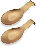 Vila KuChe Stainless Steel Spoon Rest for Kitchen Spoon Holder Counter Cooking Utensil Rest Spoon Heavy Duty Dishwasher Safe 2pcs (Gold)