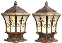 GreyWings Outdoor Aluminium and PVC Glass Gate/Pillar/Garden Light, Copper Antique Colour (Pack of 2)