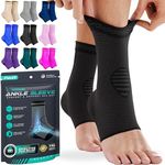 MODVEL Ankle Brace for Women & Men - 1 Pair of Ankle Support Sleeve & Ankle Wrap - Compression Ankle Brace for Sprained Ankle, Achilles Tendonitis, Plantar Fasciitis, & Injured Foot - Large, Black